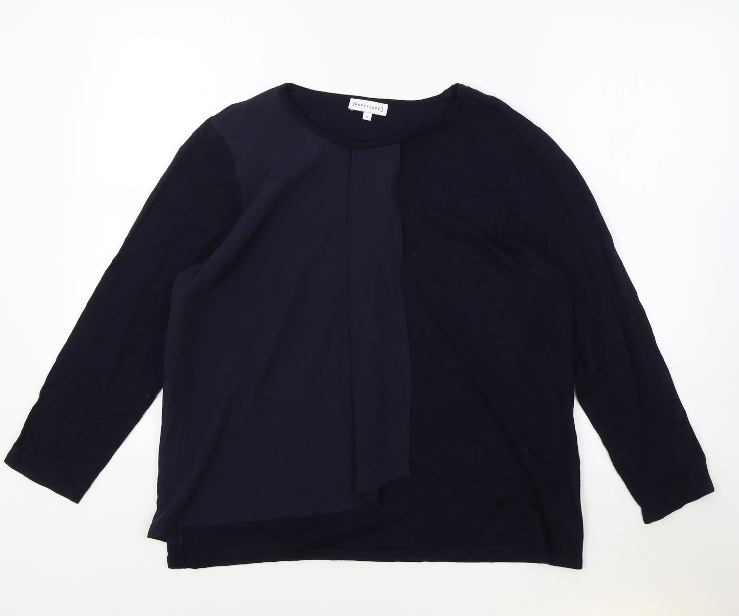 Warehouse Womens Blue Round Neck Viscose Pullover Jumper Size 16