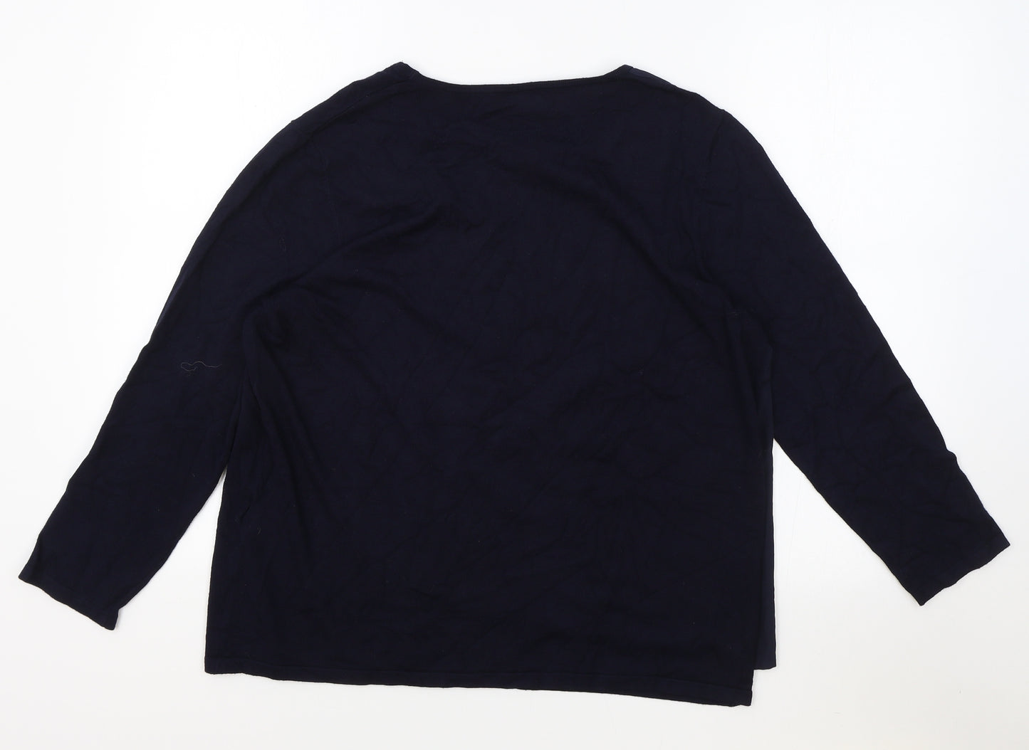 Warehouse Womens Blue Round Neck Viscose Pullover Jumper Size 16