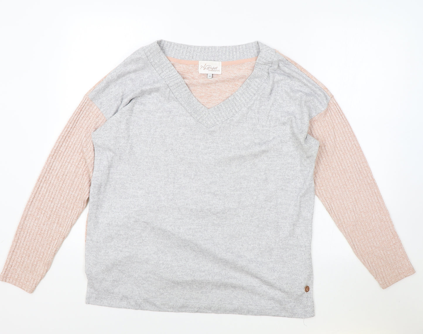 NEXT Womens Pink V-Neck Polyester Pullover Jumper Size 16