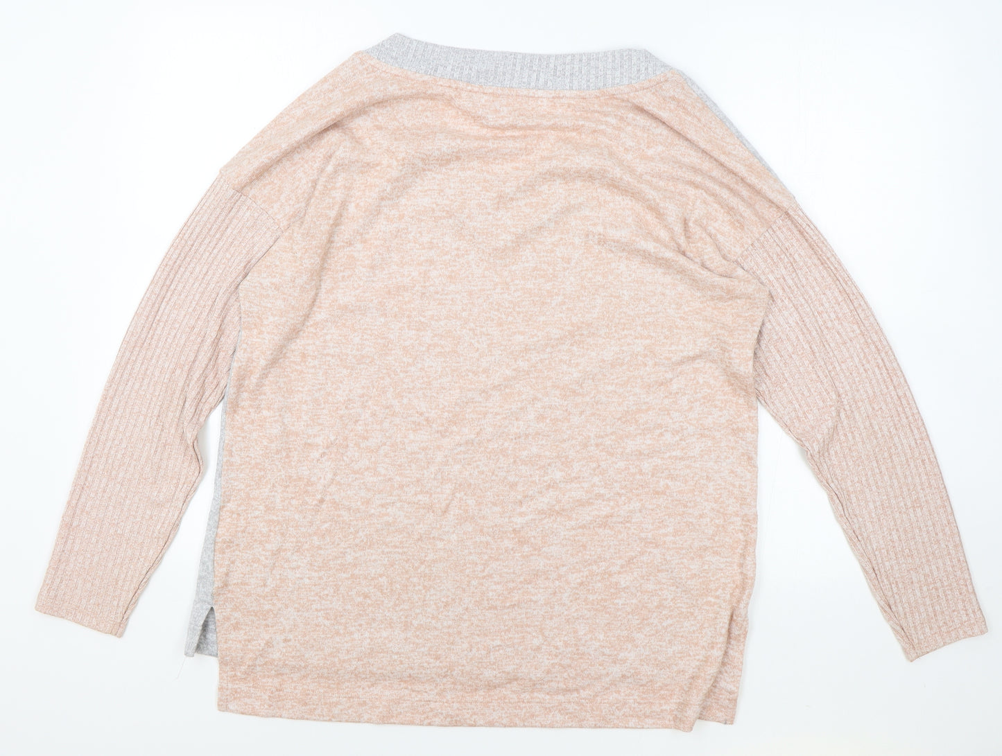 NEXT Womens Pink V-Neck Polyester Pullover Jumper Size 16