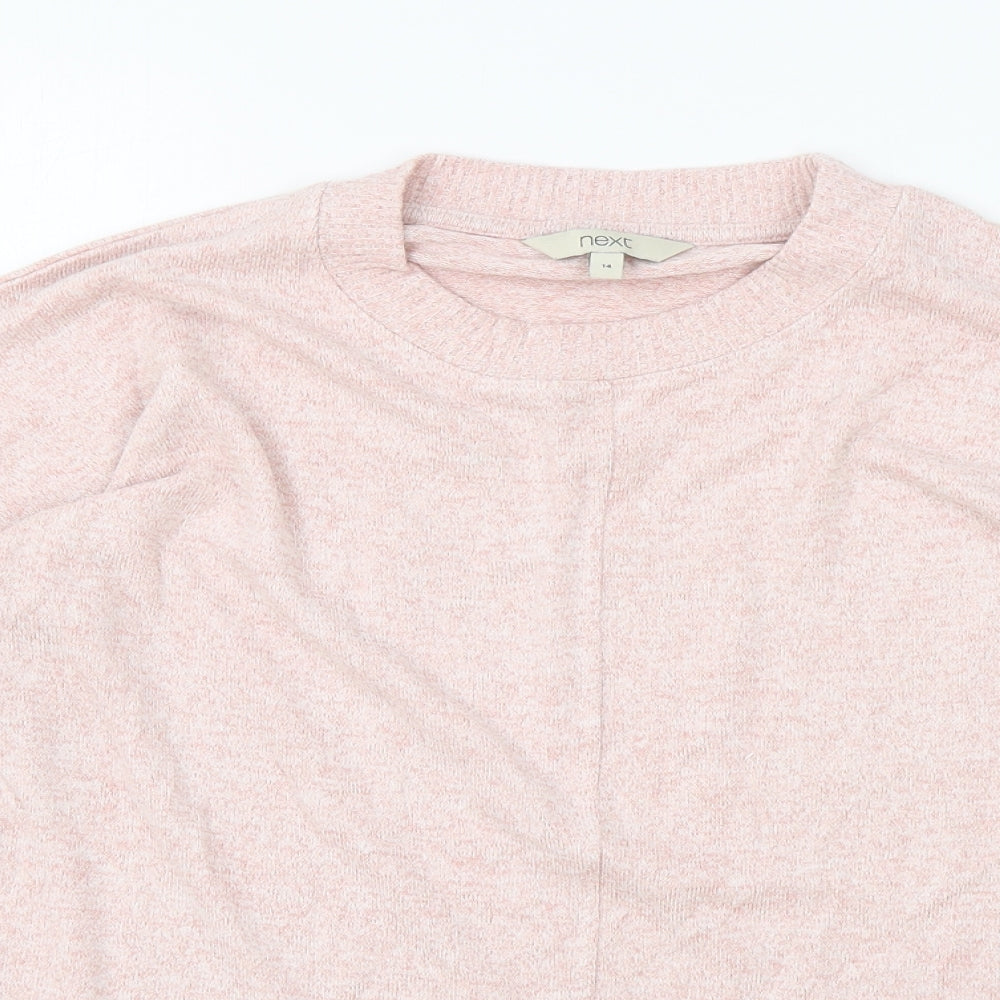 NEXT Womens Pink Round Neck Viscose Pullover Jumper Size 14