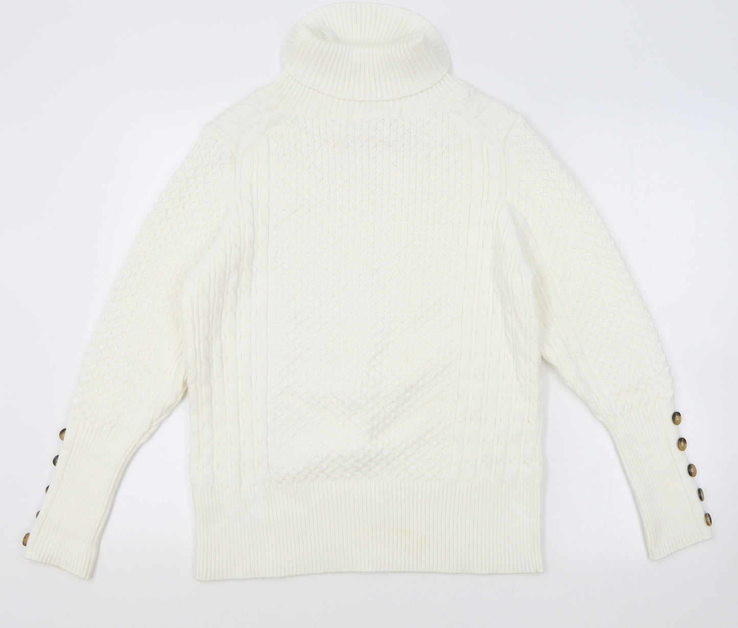 Per Una Womens White Roll Neck Viscose Pullover Jumper Size 16