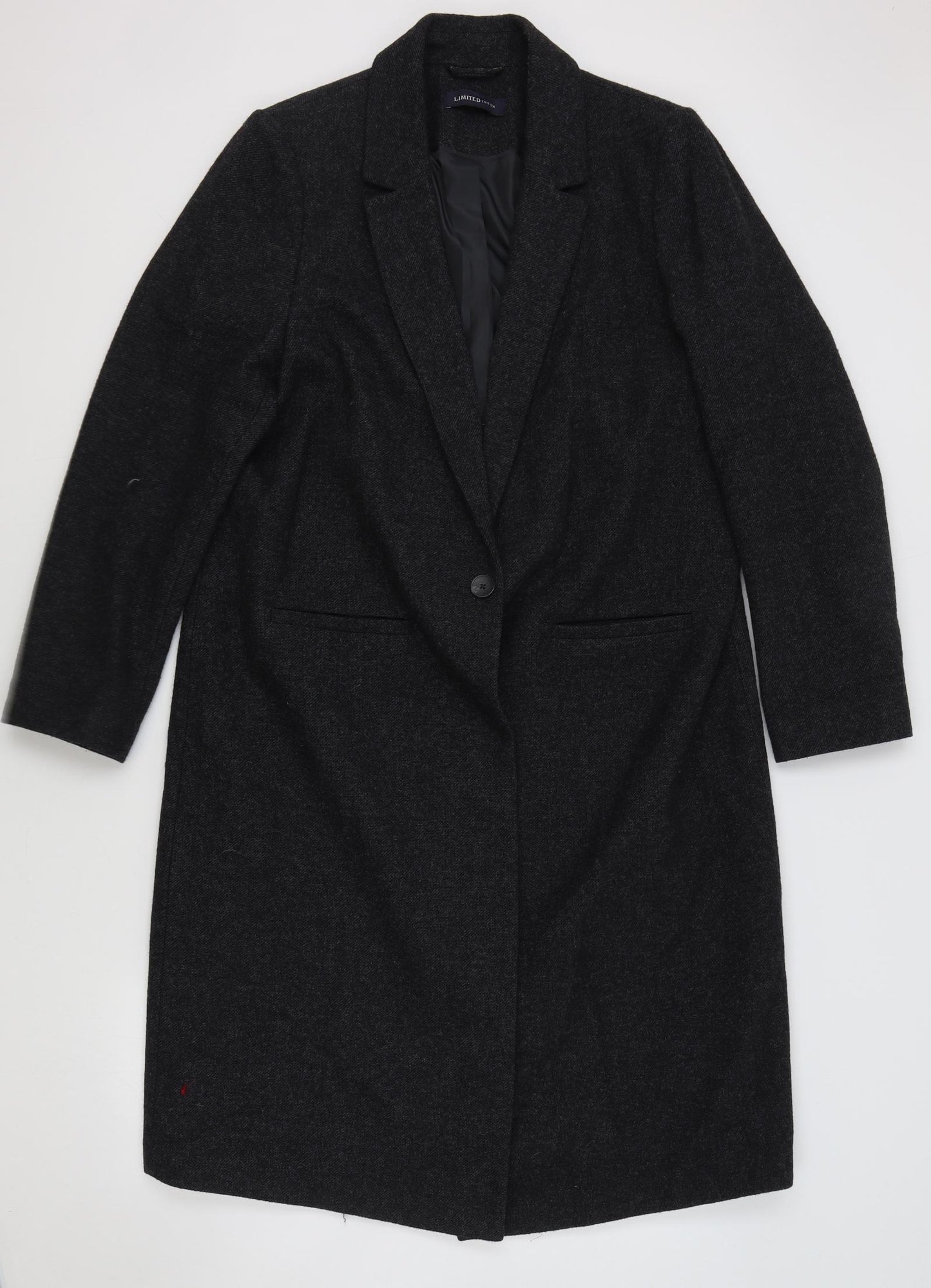Marks and Spencer Womens Black Overcoat Coat Size 16 Button