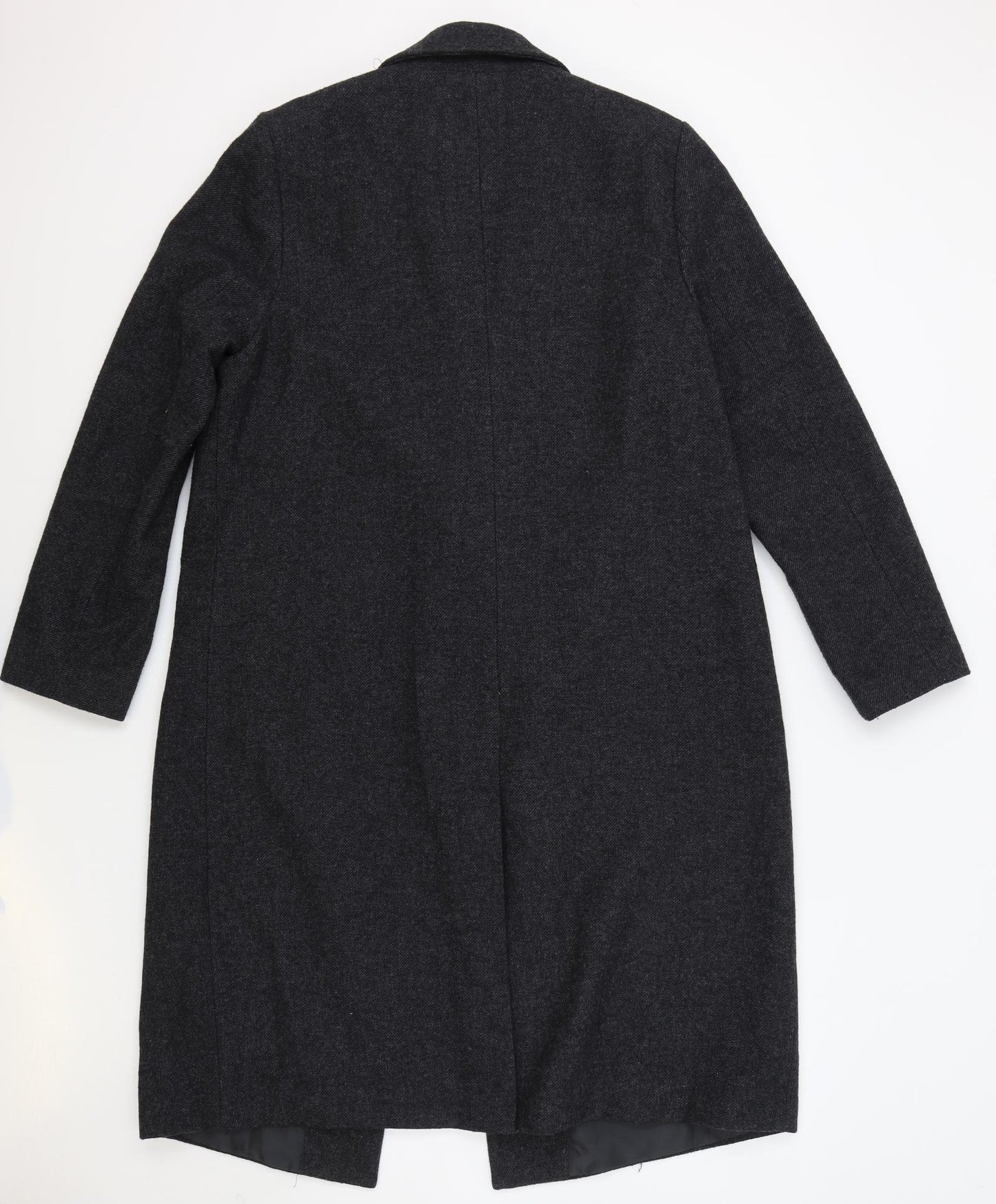 Marks and Spencer Womens Black Overcoat Coat Size 16 Button