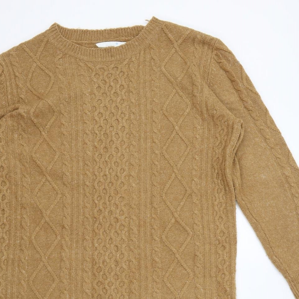 Primark Womens Brown Acrylic Jumper Dress Size 14 Round Neck Pullover