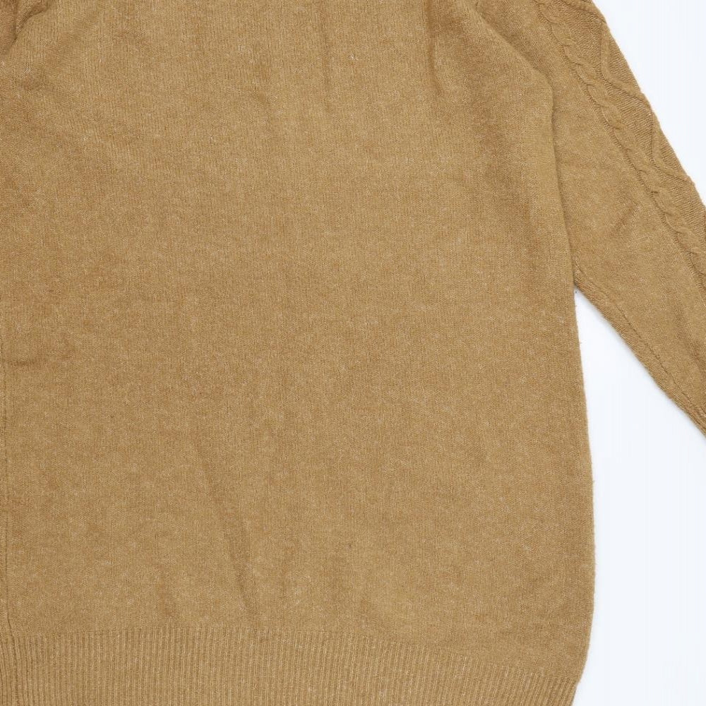 Primark Womens Brown Acrylic Jumper Dress Size 14 Round Neck Pullover