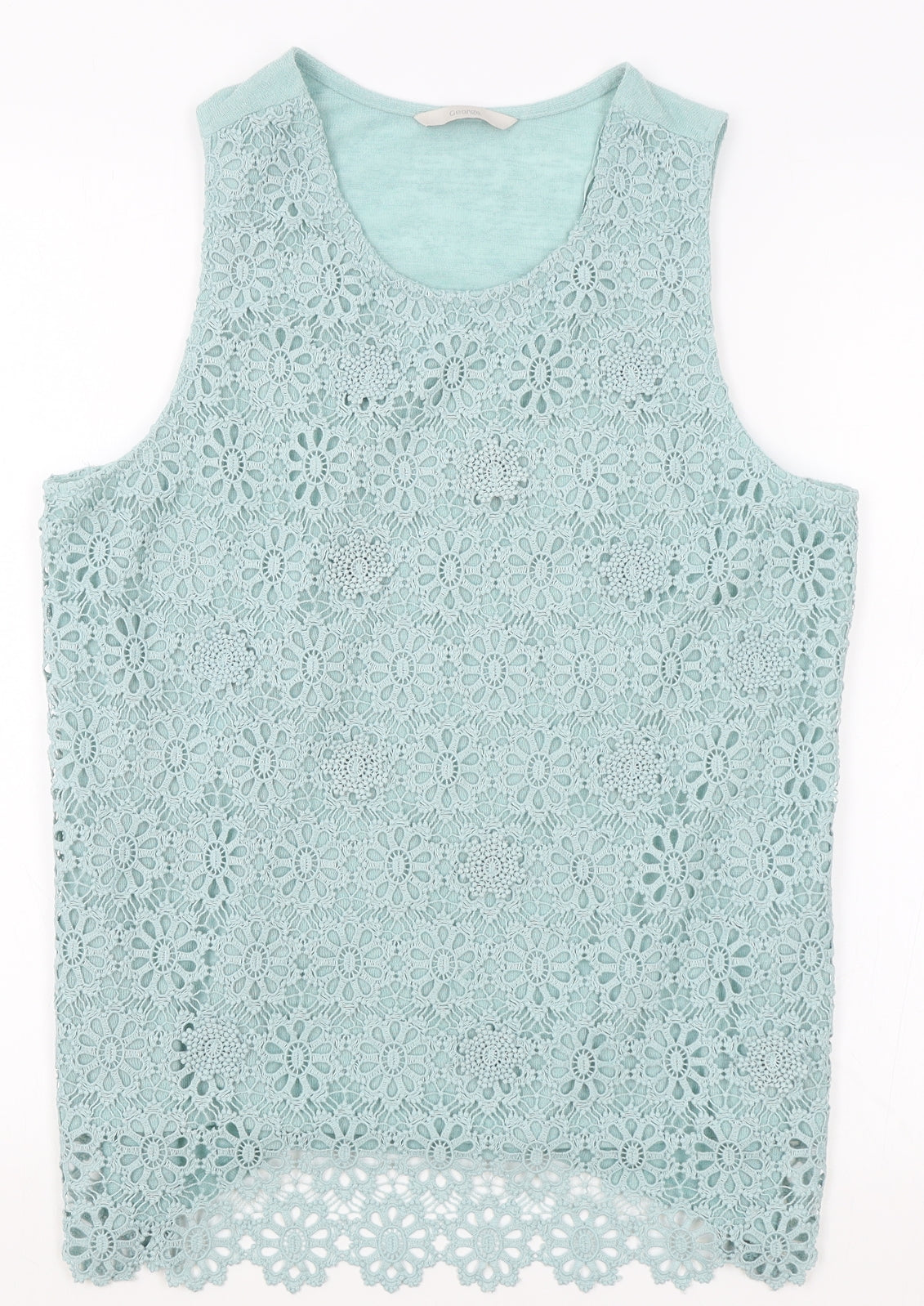 George Womens Blue Polyester Basic Tank Size 16 Round Neck