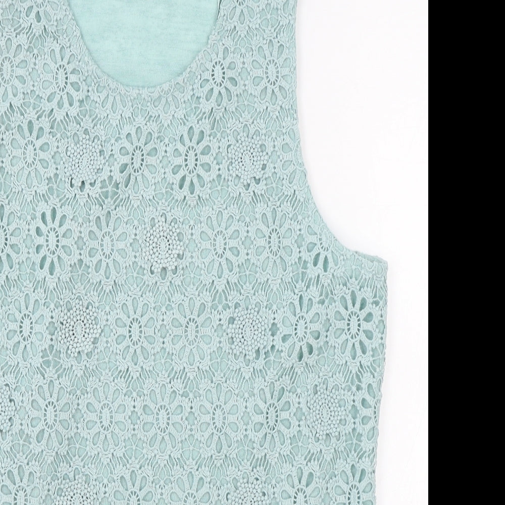 George Womens Blue Polyester Basic Tank Size 16 Round Neck