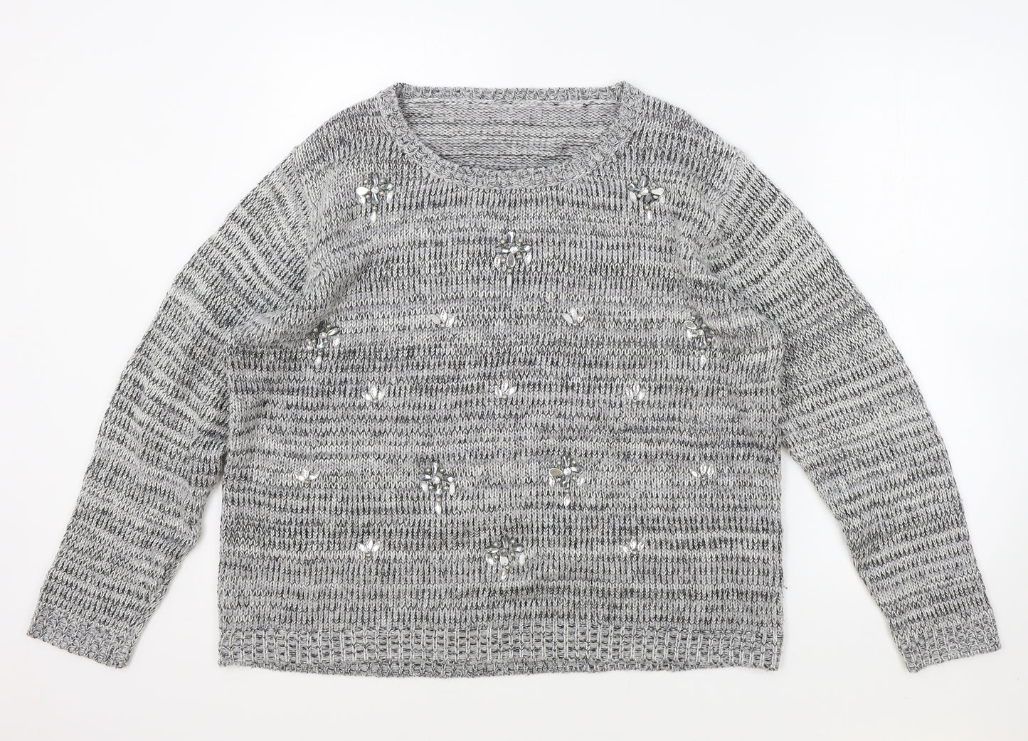 Select Womens Grey Round Neck Acrylic Pullover Jumper Size 18