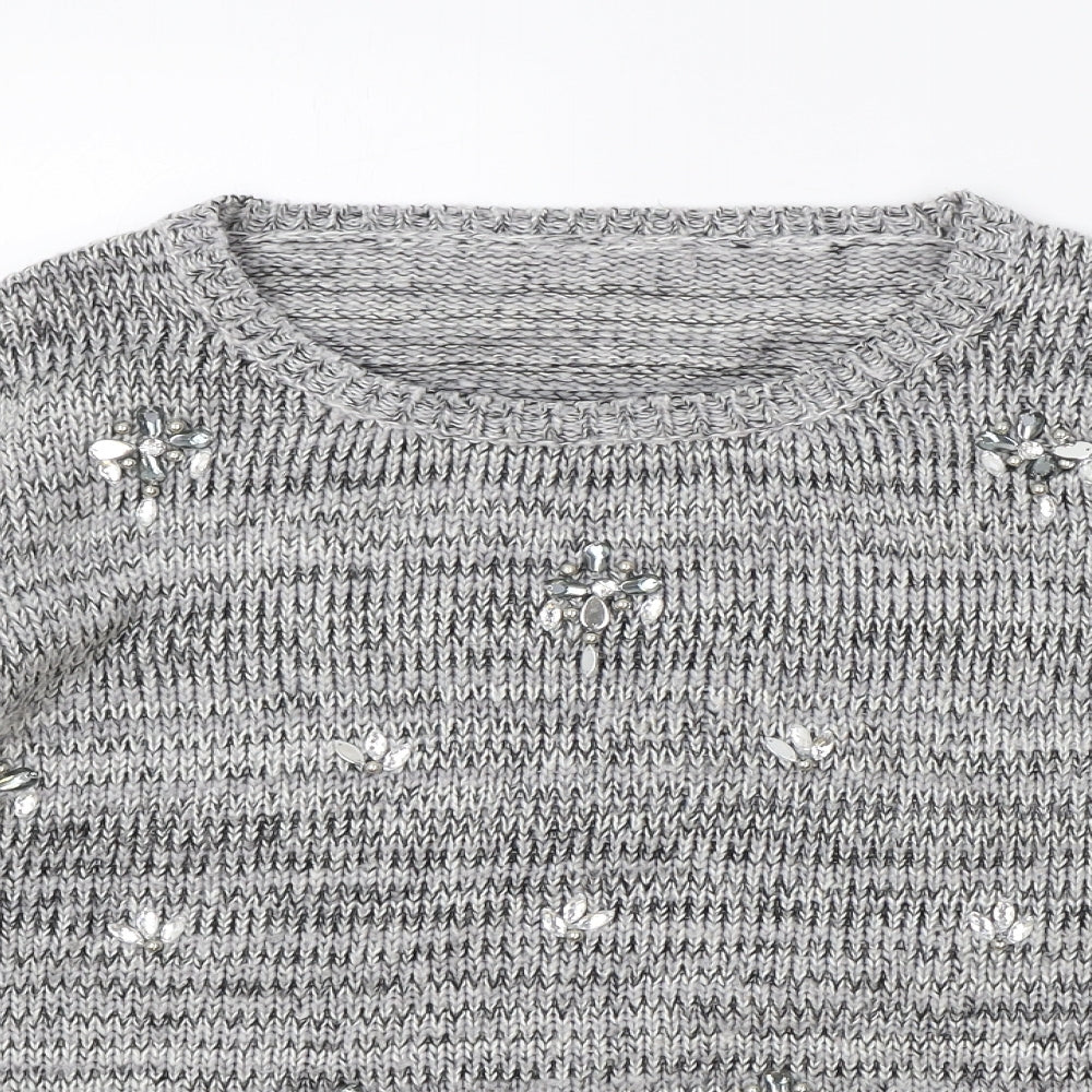 Select Womens Grey Round Neck Acrylic Pullover Jumper Size 18