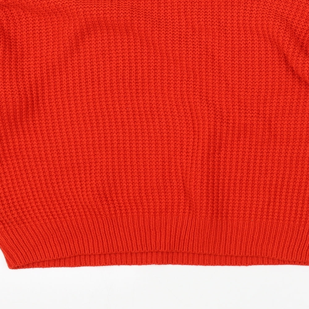 Topshop Womens Red Round Neck Acrylic Pullover Jumper Size 6 - Elasticated Cuffs