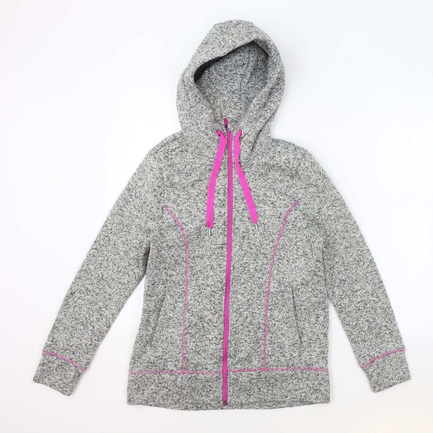 F&F Womens Grey Polyester Full Zip Hoodie Size 12 Zip