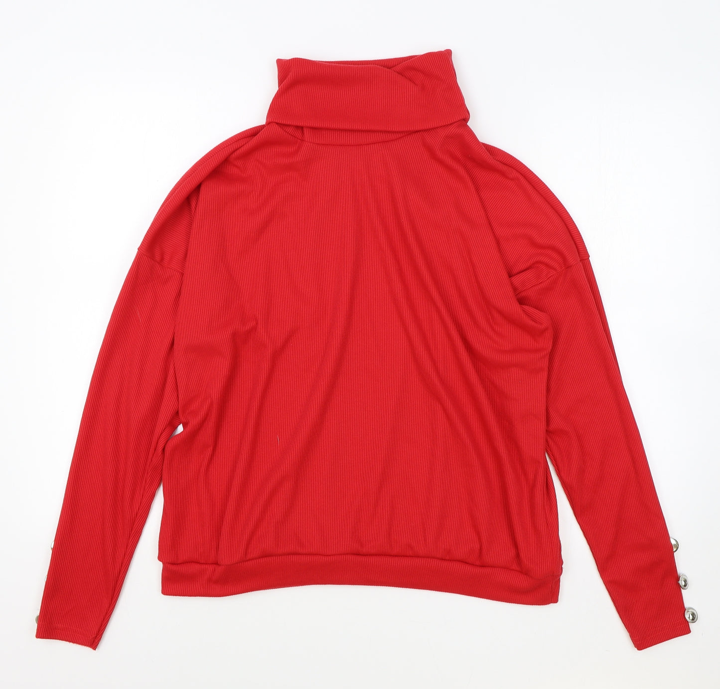 Preworn Womens Red Roll Neck Cotton Pullover Jumper Size XL