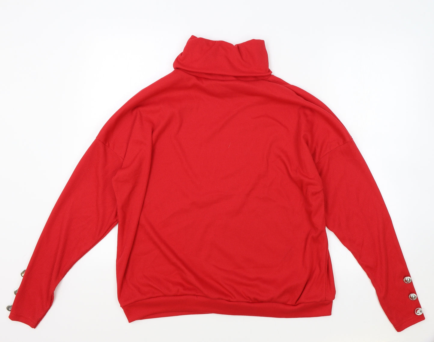 Preworn Womens Red Roll Neck Cotton Pullover Jumper Size XL