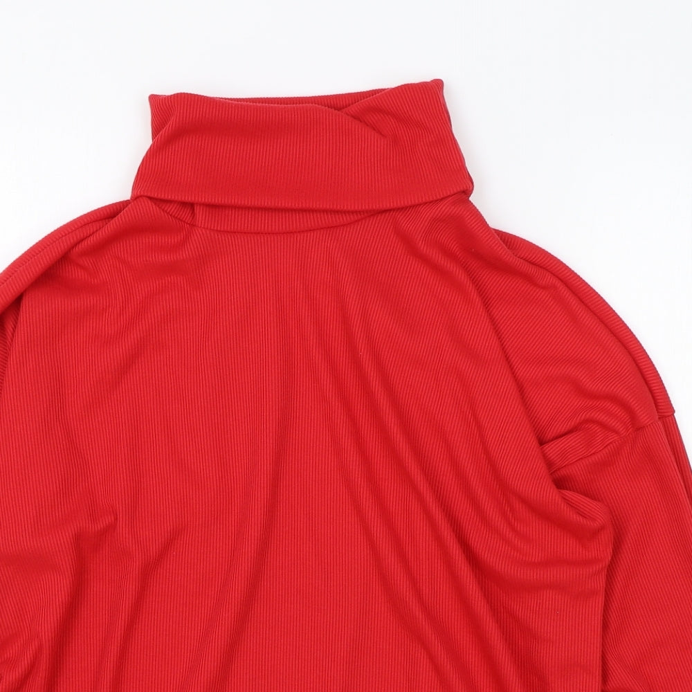 Preworn Womens Red Roll Neck Cotton Pullover Jumper Size XL