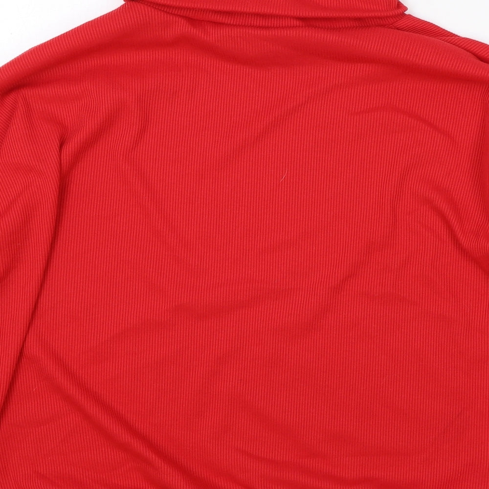 Preworn Womens Red Roll Neck Cotton Pullover Jumper Size XL