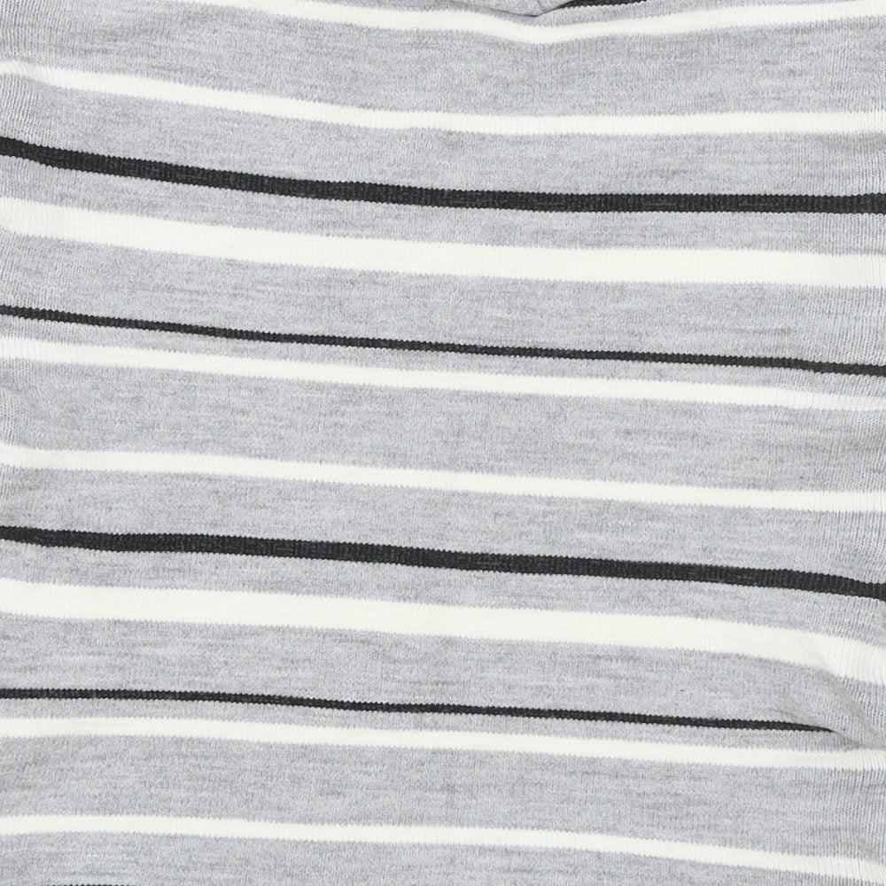 Tammy Girls Grey Striped Acrylic Basic T-Shirt Size 15 Years V-Neck Pullover