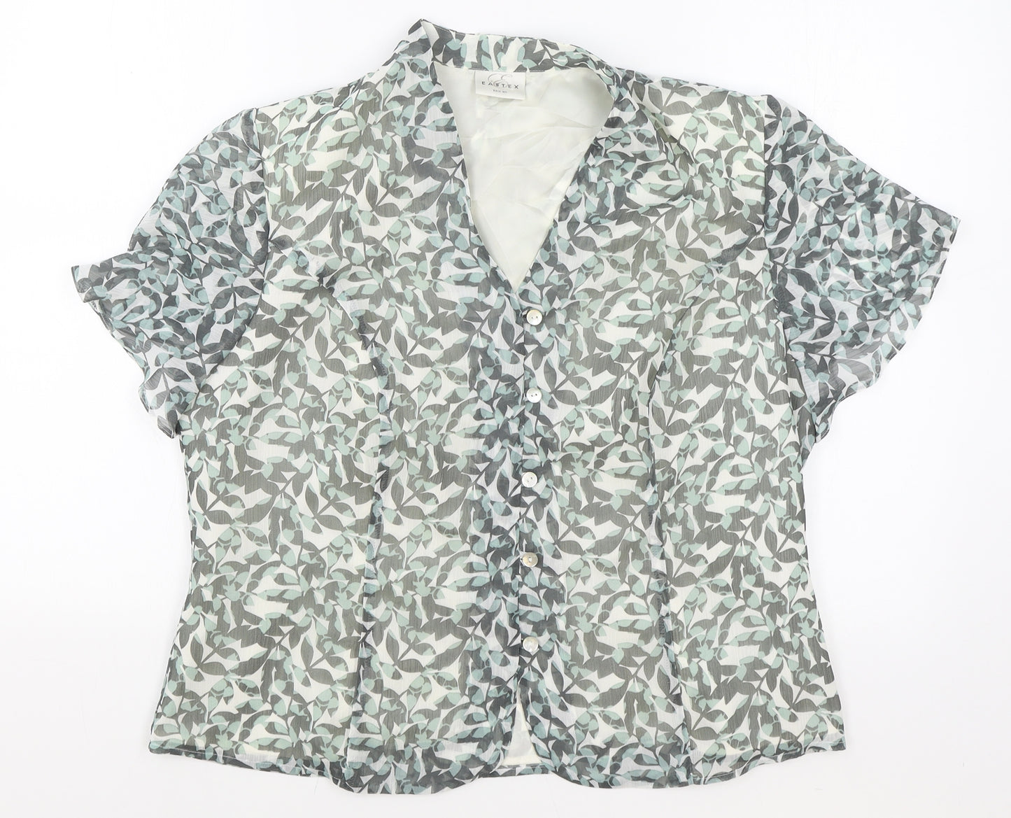 Eastex Womens Green Floral Polyester Basic Blouse Size 18 V-Neck