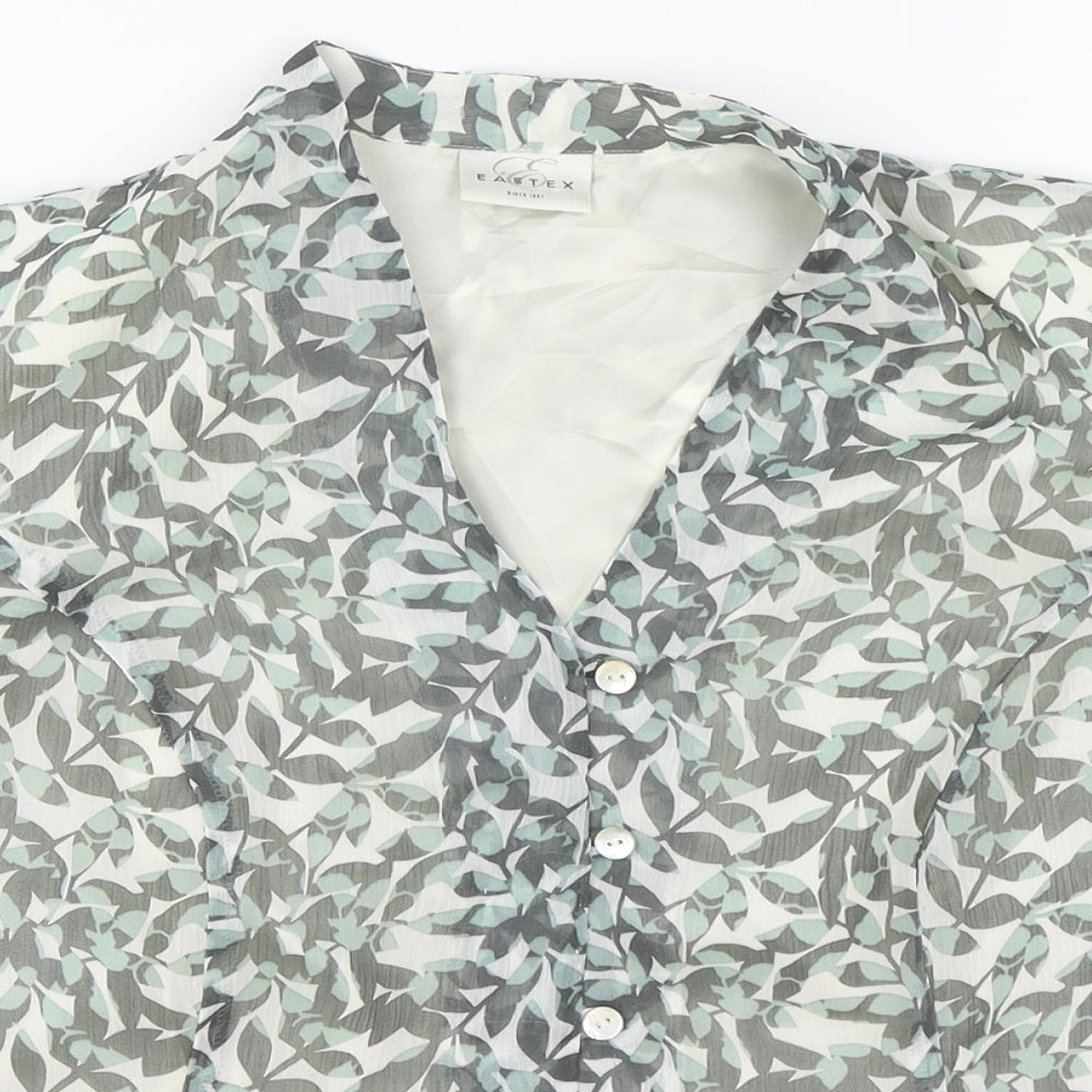 Eastex Womens Green Floral Polyester Basic Blouse Size 18 V-Neck