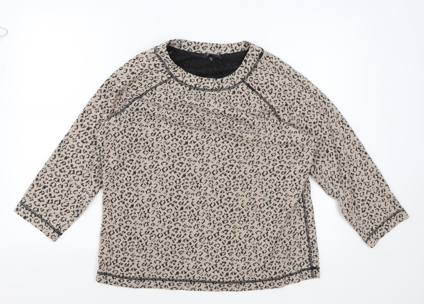 Marks and Spencer Womens Brown Animal Print Polyester Pullover Sweatshirt Size 14 Pullover - Leopard Print