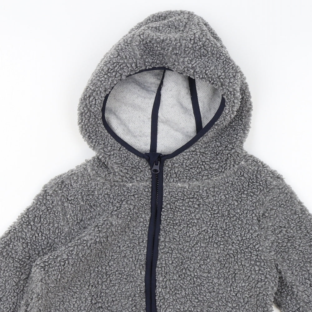 Crane Boys Grey Polyester Full Zip Hoodie Size 9-10 Years Zip
