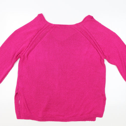 F&F Womens Pink V-Neck Acrylic Pullover Jumper Size 18 - Keyhole Shoulders
