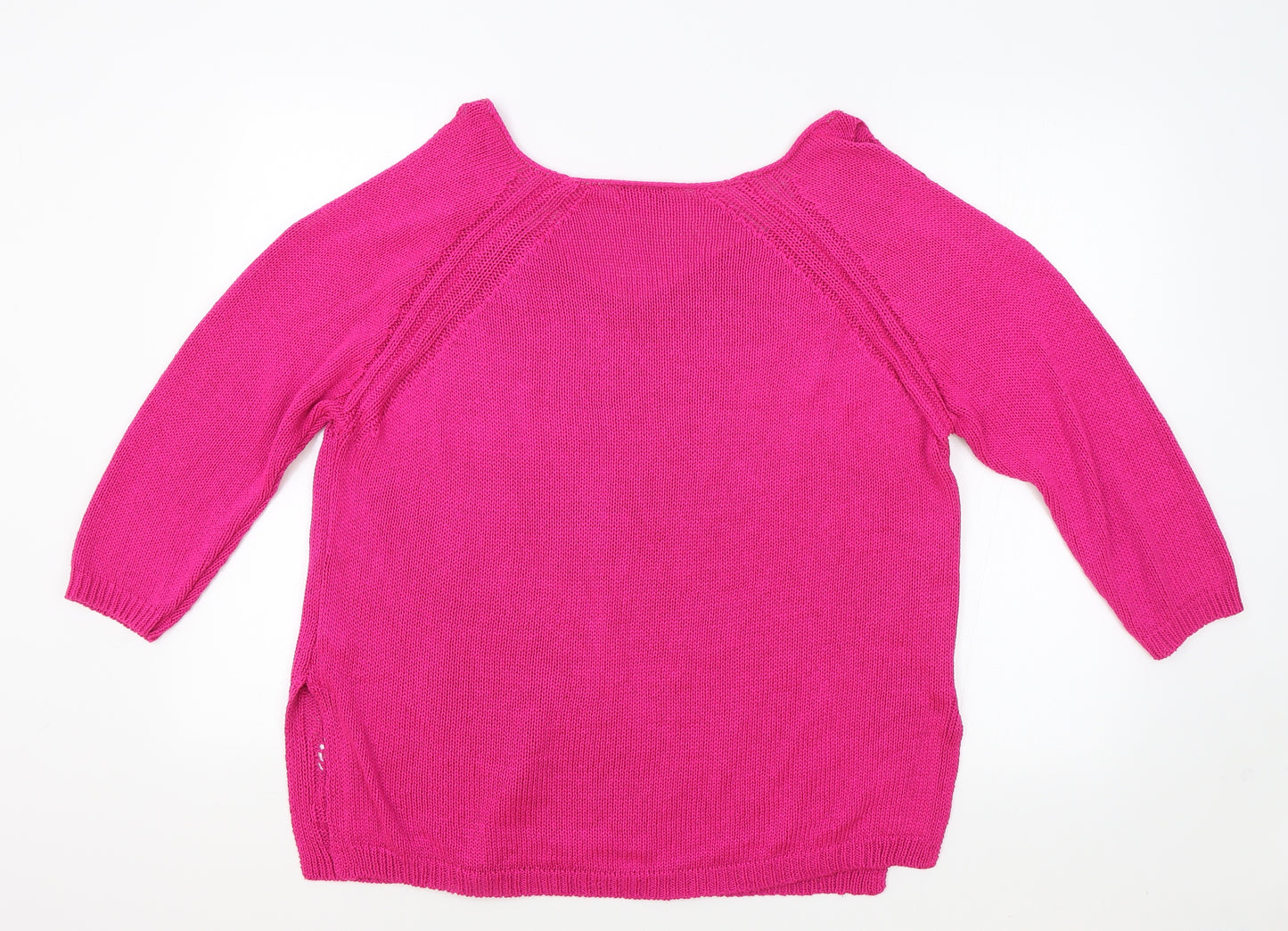 F&F Womens Pink V-Neck Acrylic Pullover Jumper Size 18 - Keyhole Shoulders