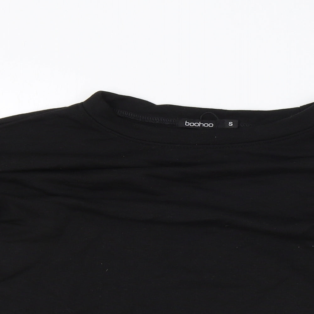 Boohoo Womens Black Polyester Pullover Sweatshirt Size S Pullover - Cropped