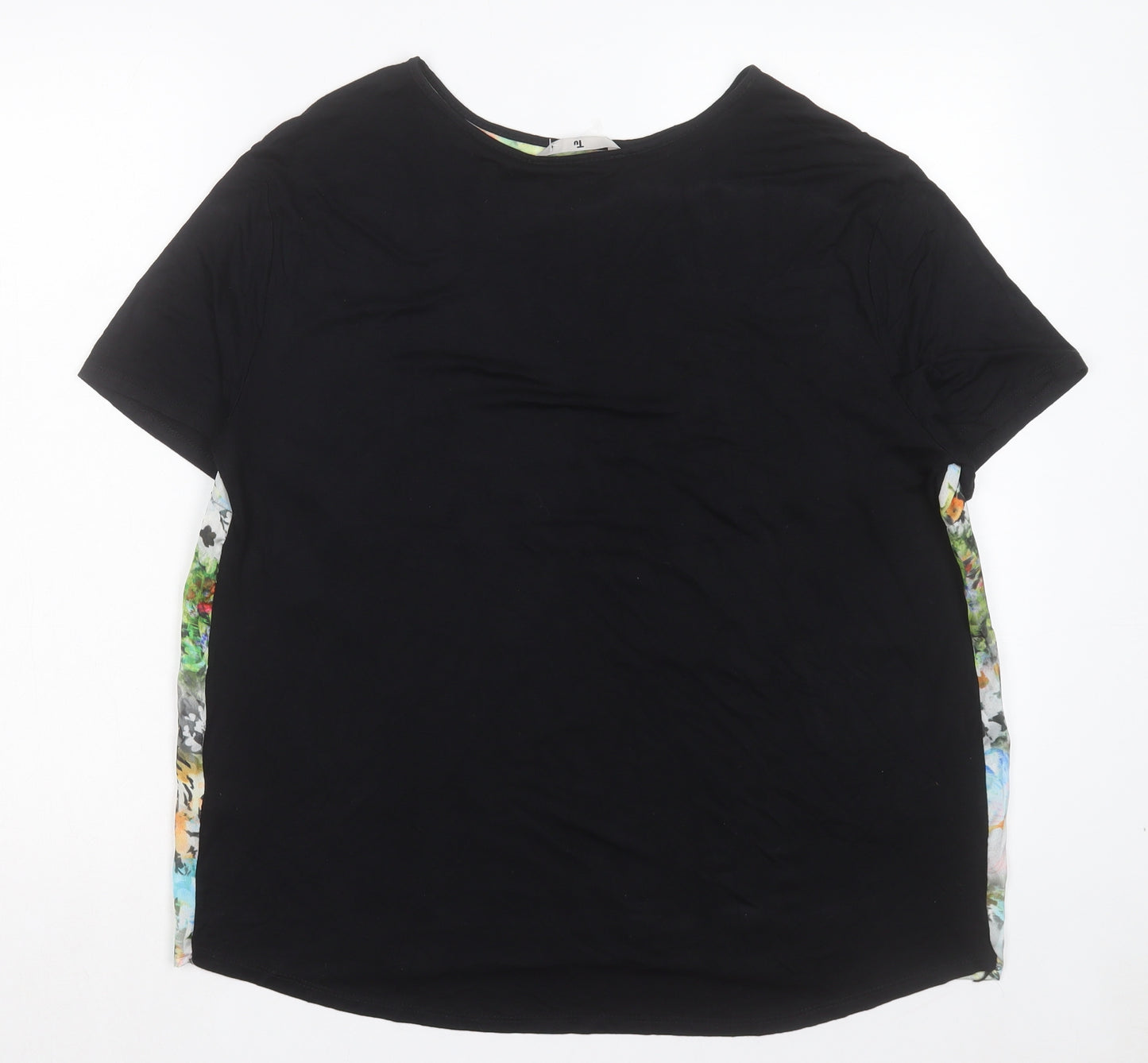 TU Womens Multicoloured Floral Polyester Basic T-Shirt Size 16 Boat Neck
