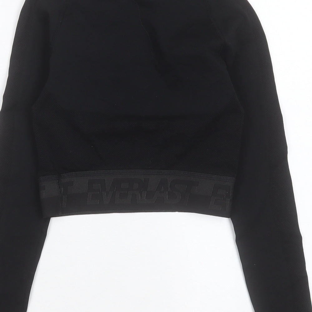 Everlast Womens Black Polyester Cropped Casual Size 10 Crew Neck Pullover