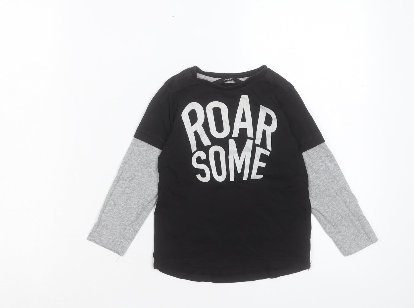 George Boys Black Cotton Basic Casual Size 2-3 Years Crew Neck Pullover - Roarsome