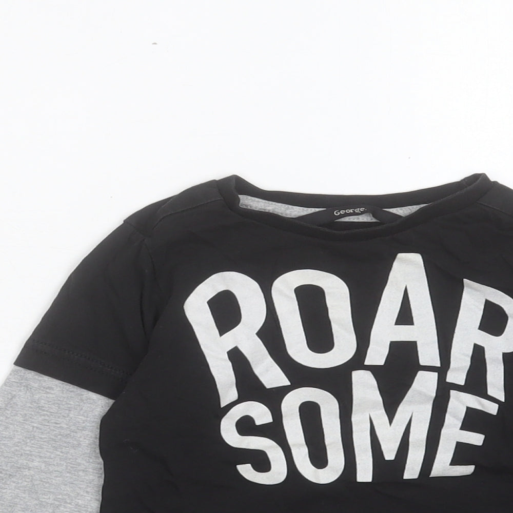 George Boys Black Cotton Basic Casual Size 2-3 Years Crew Neck Pullover - Roarsome