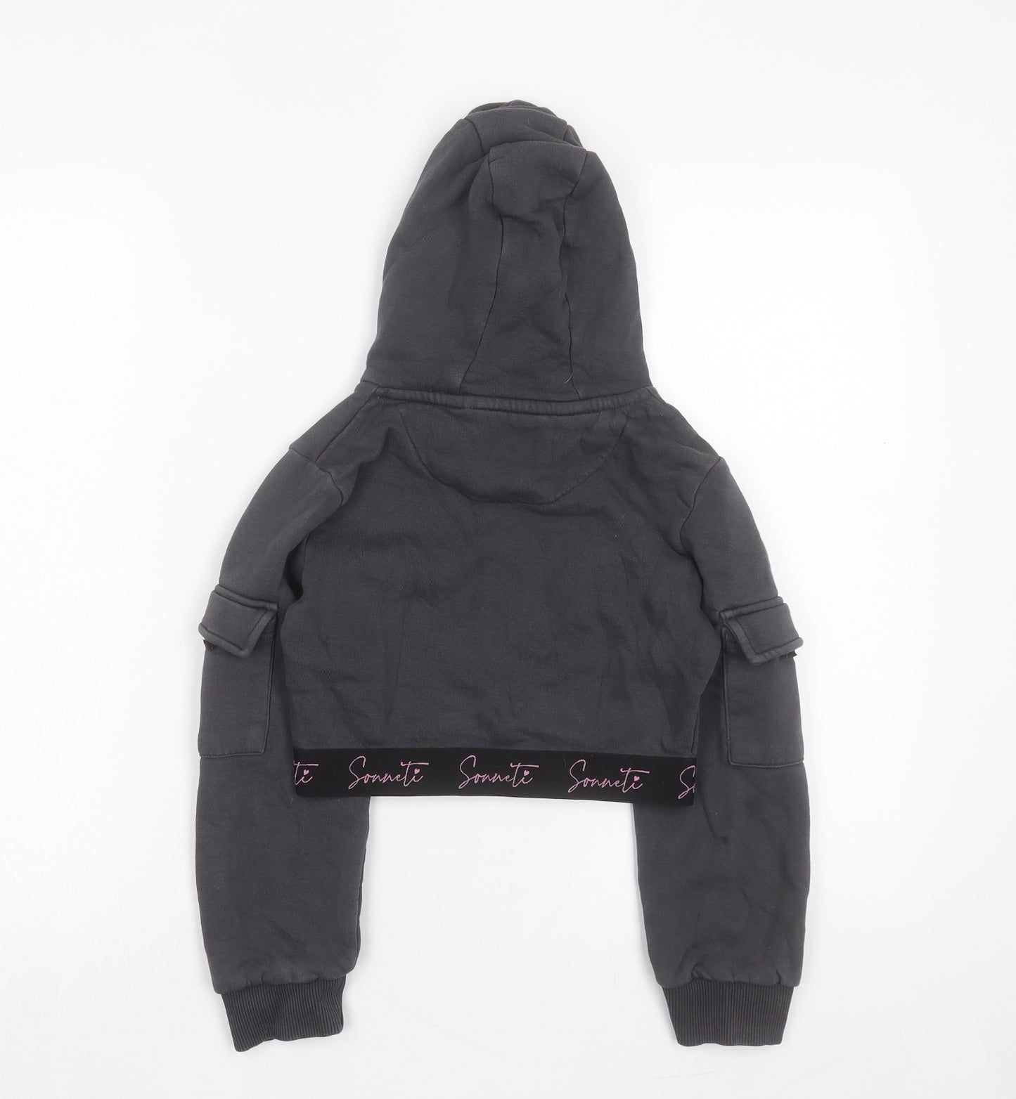 Sonneti Girls Grey Cotton Pullover Hoodie Size 8-9 Years Pullover - Cropped