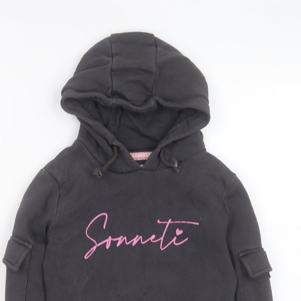 Sonneti Girls Grey Cotton Pullover Hoodie Size 8-9 Years Pullover - Cropped