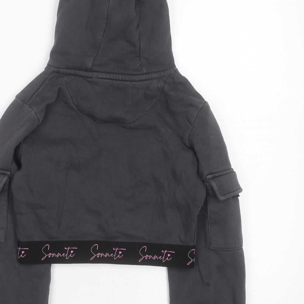 Sonneti Girls Grey Cotton Pullover Hoodie Size 8-9 Years Pullover - Cropped