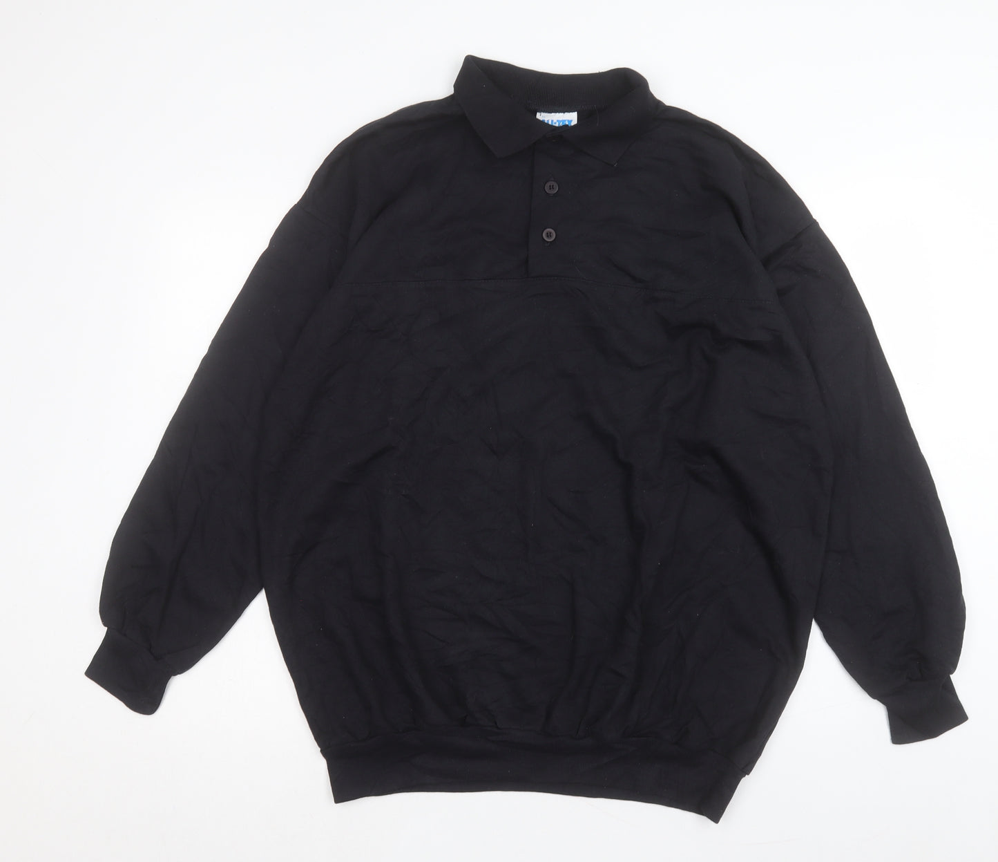 ALL-TEX Mens Black Cotton Polo Size XL Collared Button