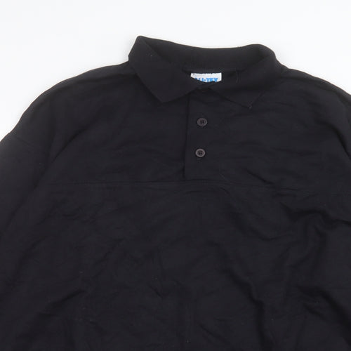 ALL-TEX Mens Black Cotton Polo Size XL Collared Button