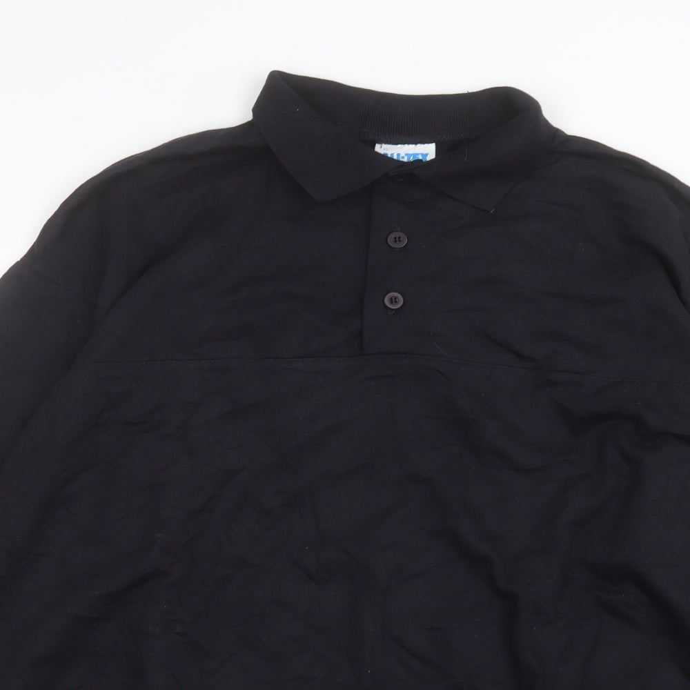 ALL-TEX Mens Black Cotton Polo Size XL Collared Button