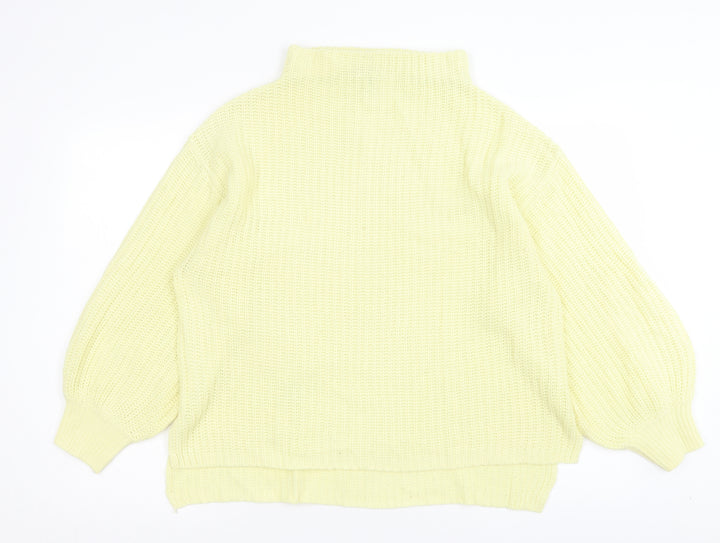 River Island Womens Yellow High Neck Acrylic Pullover Jumper Size 16