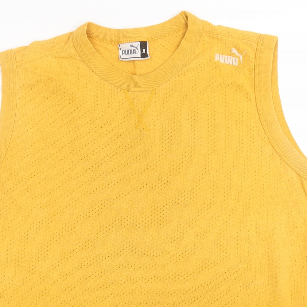 PUMA Mens Yellow Polyester Basic Tank Size M Crew Neck Pullover