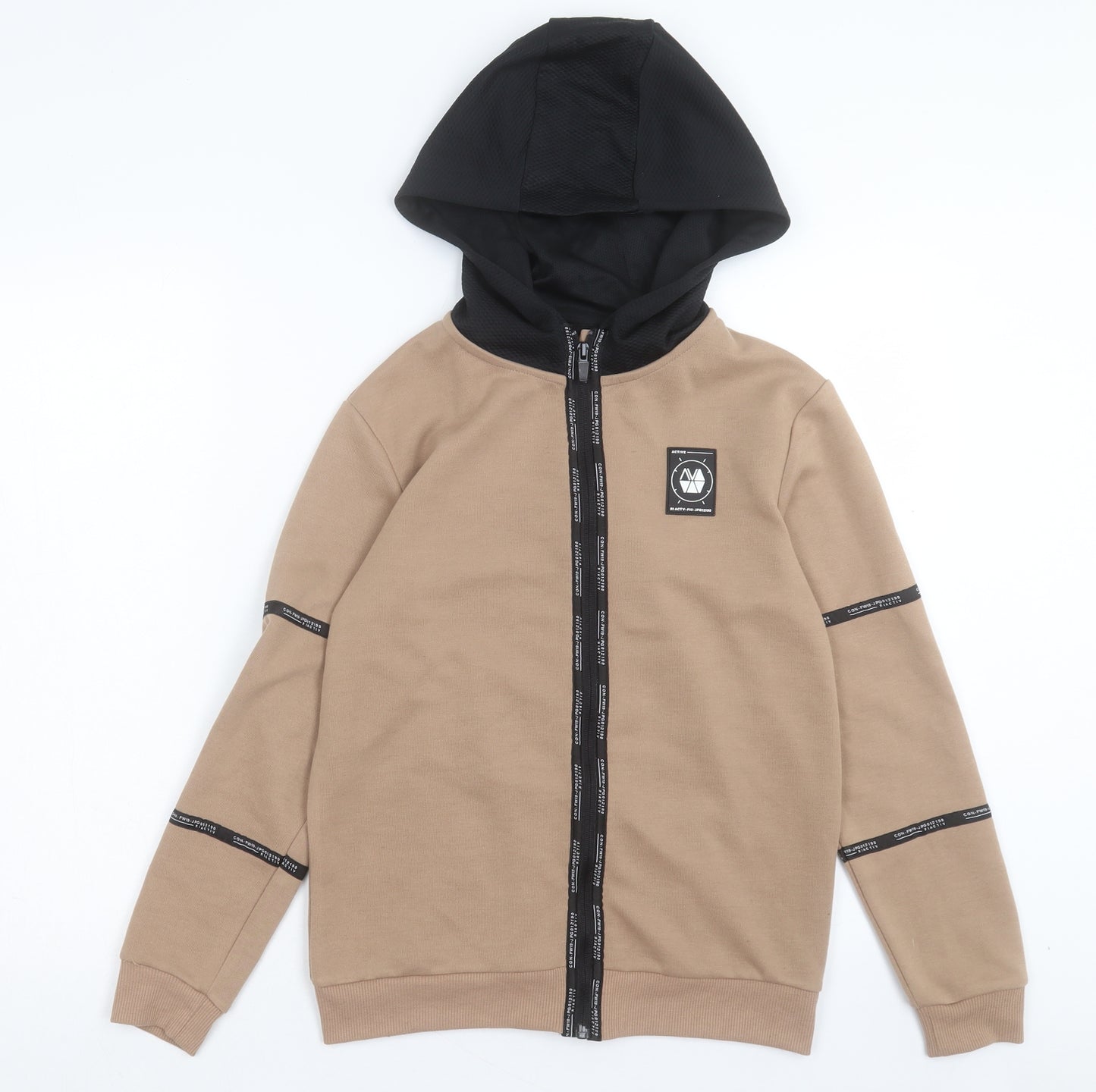 River Island Boys Brown Cotton Full Zip Hoodie Size 11-12 Years Zip