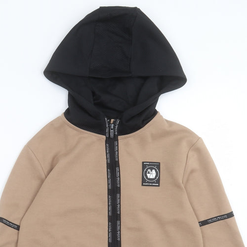 River Island Boys Brown Cotton Full Zip Hoodie Size 11-12 Years Zip