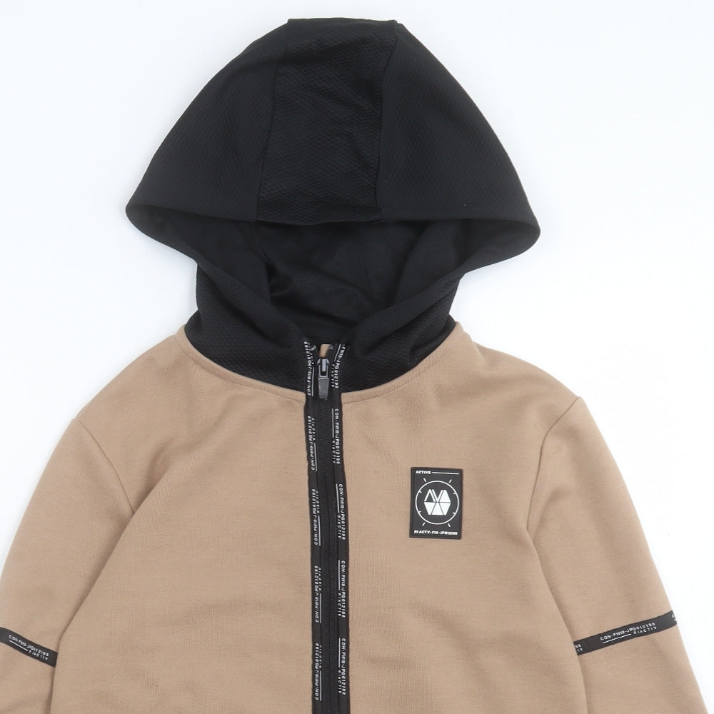 River Island Boys Brown Cotton Full Zip Hoodie Size 11-12 Years Zip
