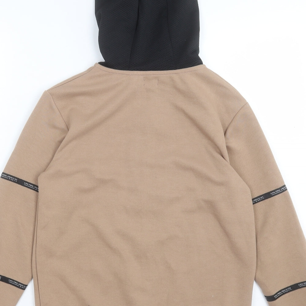 River Island Boys Brown Cotton Full Zip Hoodie Size 11-12 Years Zip