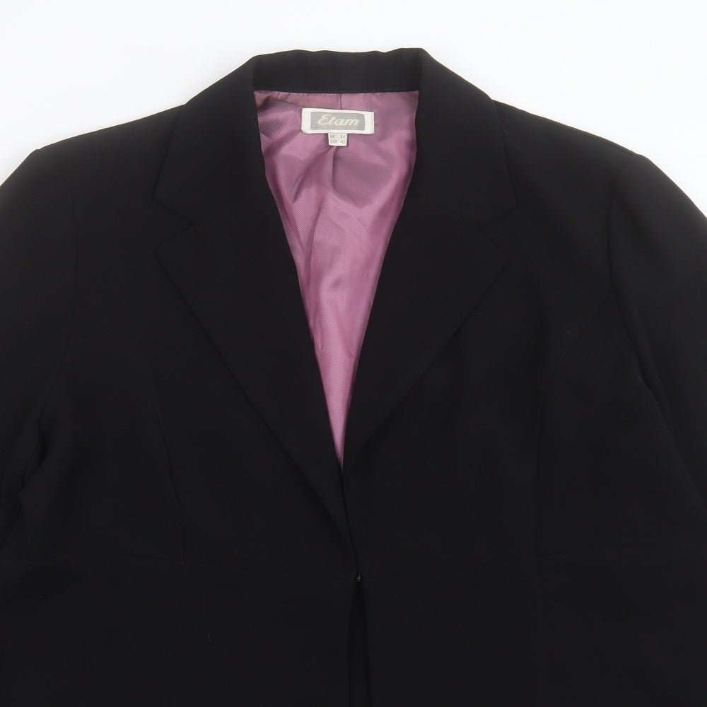 Etam Womens Black Jacket Blazer Size 14 Hook & Eye