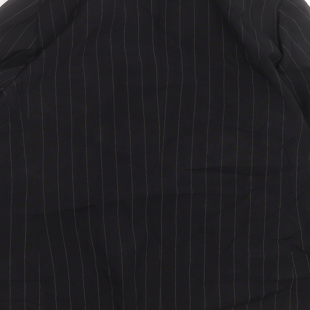 Evie Womens Black Striped Jacket Blazer Size 16 Button