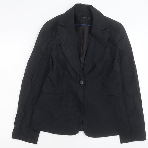 Atmosphere Womens Black Striped Jacket Blazer Size 12 Button