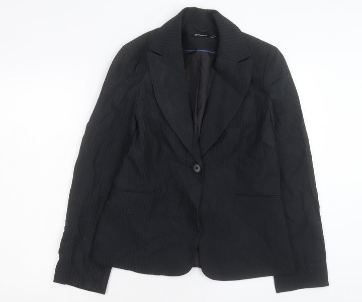 Atmosphere Womens Black Striped Jacket Blazer Size 12 Button