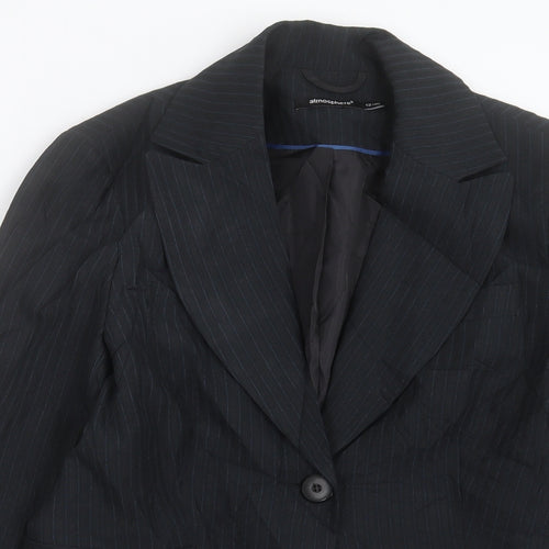 Atmosphere Womens Black Striped Jacket Blazer Size 12 Button