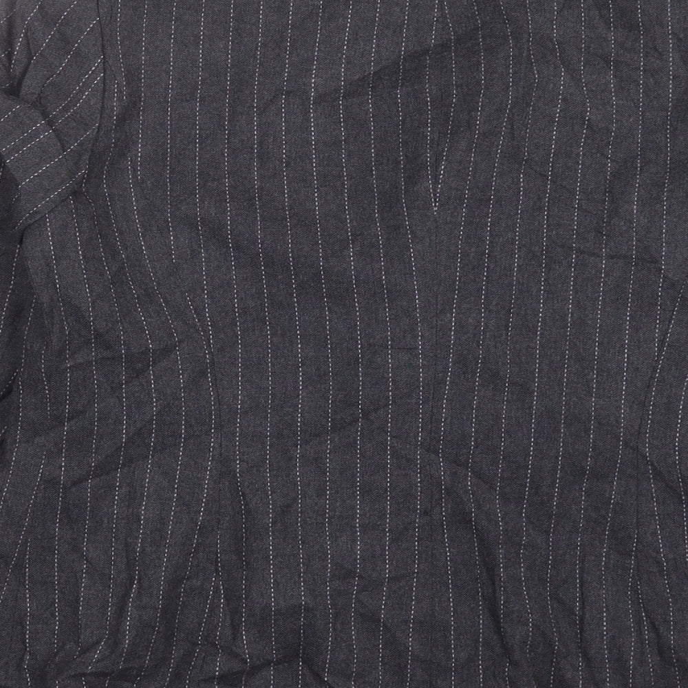 Viyella Womens Grey Striped Jacket Blazer Size 12 Button